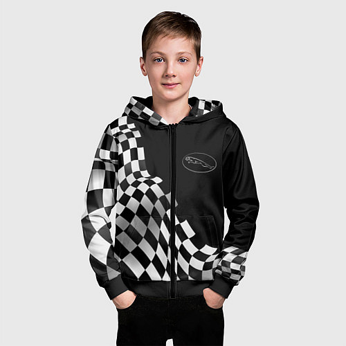 Детская толстовка на молнии Jaguar racing flag / 3D-Черный – фото 3