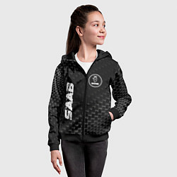 Толстовка на молнии детская Saab карбоновый фон, цвет: 3D-черный — фото 2