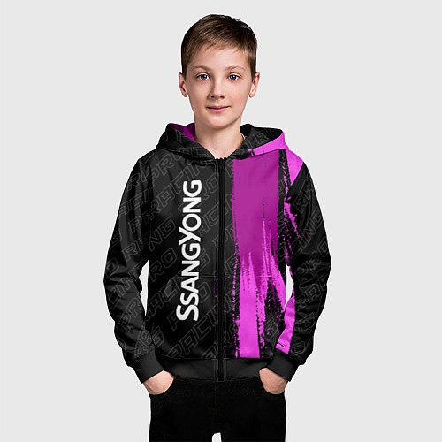 Детская толстовка на молнии SsangYong pro racing: по-вертикали / 3D-Черный – фото 3