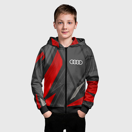 Детская толстовка на молнии Audi sports racing / 3D-Черный – фото 3