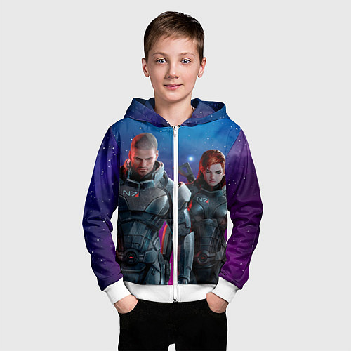 Детская толстовка на молнии Mass Effect N7 space / 3D-Белый – фото 3