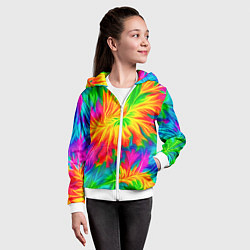 Толстовка на молнии детская Тай-дай кислотные краски, цвет: 3D-белый — фото 2