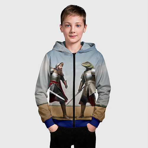 Детская толстовка на молнии Древний Рус против Ящера / 3D-Синий – фото 3