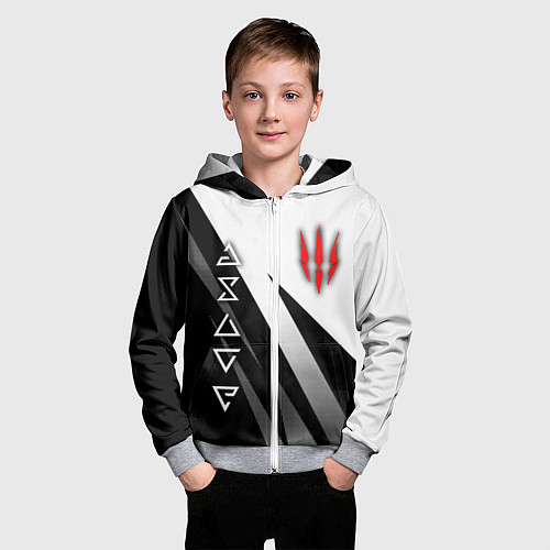 Детская толстовка на молнии The witcher - знаки / 3D-Меланж – фото 3