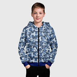 Толстовка на молнии детская Сноубордист и Лыжник - камуфляж, цвет: 3D-синий — фото 2