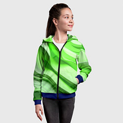 Толстовка на молнии детская Светлые зеленые волны, цвет: 3D-синий — фото 2