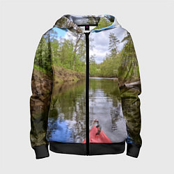 Толстовка на молнии детская Красная байдарка, цвет: 3D-черный