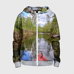 Толстовка на молнии детская Красная байдарка, цвет: 3D-меланж