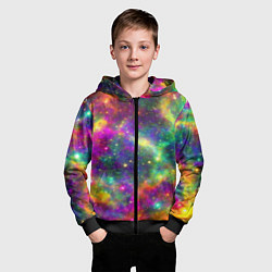 Толстовка на молнии детская Яркий неоновый космос, цвет: 3D-черный — фото 2