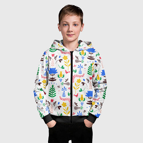 Детская толстовка на молнии Царство цветов / 3D-Черный – фото 3