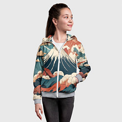 Толстовка на молнии детская Ретро Фудзияма, цвет: 3D-меланж — фото 2