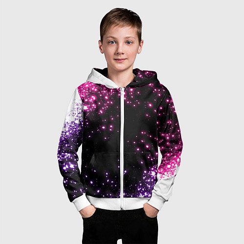 Детская толстовка на молнии Неоновые звезды - neon / 3D-Белый – фото 3