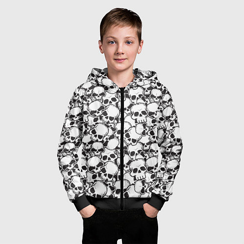Детская толстовка на молнии Черепа - смерть / 3D-Черный – фото 3