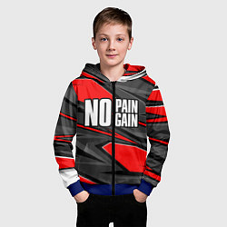Толстовка на молнии детская No pain no gain - красный, цвет: 3D-синий — фото 2