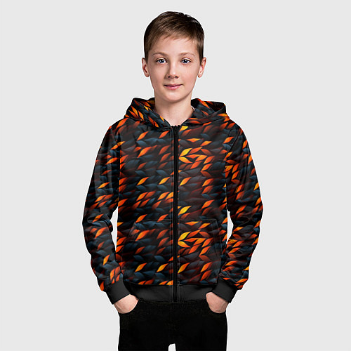 Детская толстовка на молнии Black orange texture / 3D-Черный – фото 3