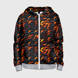 Толстовка на молнии детская Black orange texture, цвет: 3D-меланж