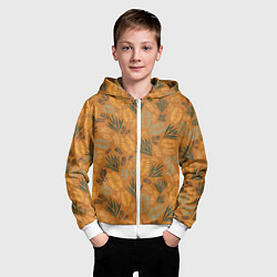 Толстовка на молнии детская Мексиканские оранжевые папаротники, цвет: 3D-белый — фото 2