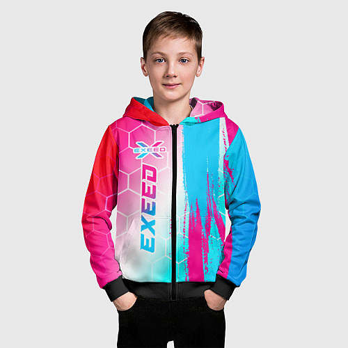 Детская толстовка на молнии Exeed neon gradient style: по-вертикали / 3D-Черный – фото 3