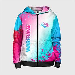 Толстовка на молнии детская Warframe neon gradient style: надпись, символ, цвет: 3D-черный