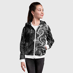 Толстовка на молнии детская White dragon - grunge, цвет: 3D-белый — фото 2