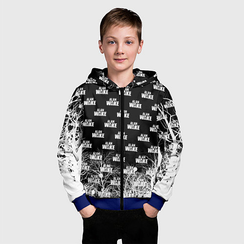 Детская толстовка на молнии Алан Вейк узор / 3D-Синий – фото 3