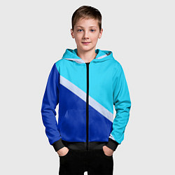 Толстовка на молнии детская Двуцветный голубой, цвет: 3D-черный — фото 2