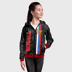 Толстовка на молнии детская Russia black style, цвет: 3D-красный — фото 2