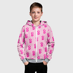 Толстовка на молнии детская Барби паттерн буква B, цвет: 3D-меланж — фото 2