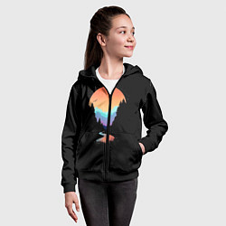 Толстовка на молнии детская Неоновое солнце SynthWave, цвет: 3D-черный — фото 2