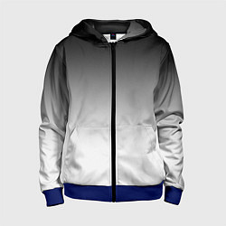 Толстовка на молнии детская Black and white gradient, цвет: 3D-синий