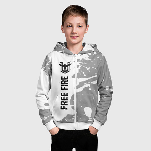 Детская толстовка на молнии Free Fire glitch на светлом фоне: по-вертикали / 3D-Белый – фото 3