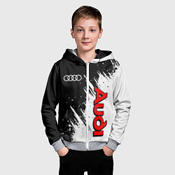Толстовка на молнии детская Ауди - белые потертости, цвет: 3D-меланж — фото 2