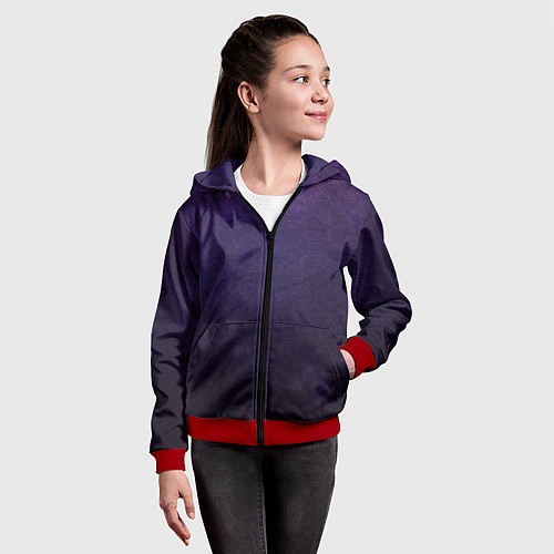 Детская толстовка на молнии Фиолетово-черный градиент / 3D-Красный – фото 4