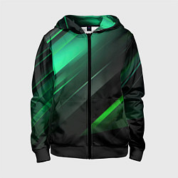 Детская толстовка на молнии Black green abstract