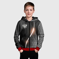 Толстовка на молнии детская Герб России на темном фоне, цвет: 3D-красный — фото 2