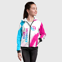 Толстовка на молнии детская Blue Exorcist neon gradient style: надпись, символ, цвет: 3D-черный — фото 2