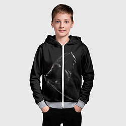 Толстовка на молнии детская Хищник на черном фоне, цвет: 3D-меланж — фото 2