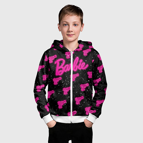 Детская толстовка на молнии Неоновое оружие и Барби / 3D-Белый – фото 3