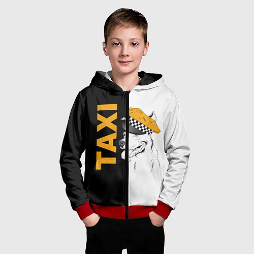 Детская толстовка на молнии Собака в кепке таксиста / 3D-Красный – фото 3