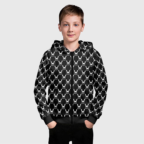 Детская толстовка на молнии BAP white pattern / 3D-Черный – фото 3