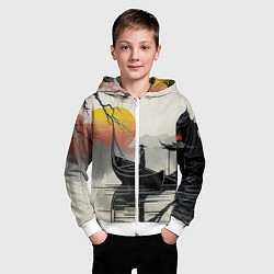 Толстовка на молнии детская Красота Японии, цвет: 3D-белый — фото 2