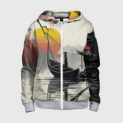 Толстовка на молнии детская Красота Японии, цвет: 3D-меланж