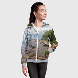 Толстовка на молнии детская Лодка на Ладоге, цвет: 3D-меланж — фото 2