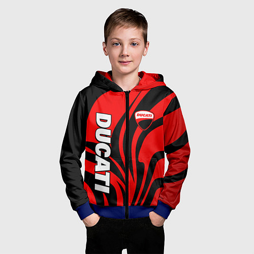 Детская толстовка на молнии Ducati - red stripes / 3D-Синий – фото 3