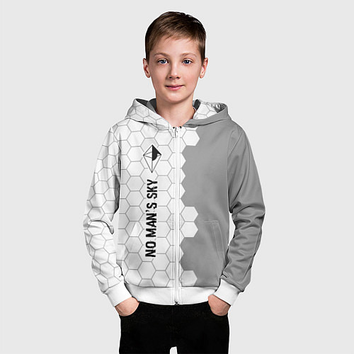 Детская толстовка на молнии No Mans Sky glitch на светлом фоне: по-вертикали / 3D-Белый – фото 3
