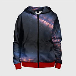 Толстовка на молнии детская Млечный путь в звездном небе, цвет: 3D-красный