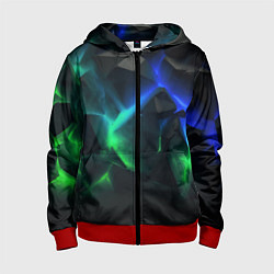 Толстовка на молнии детская Разлом синих и зеленых плит, цвет: 3D-красный