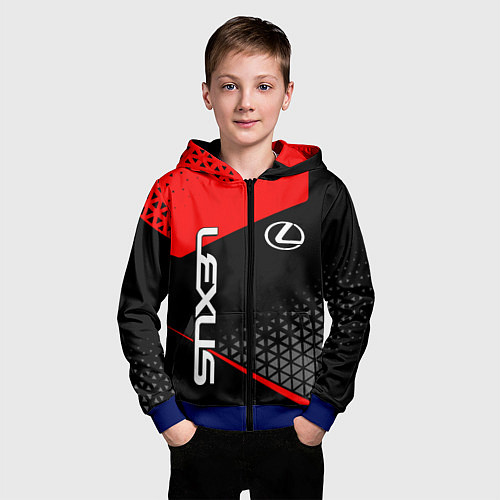 Детская толстовка на молнии Lexus - red sportwear / 3D-Синий – фото 3