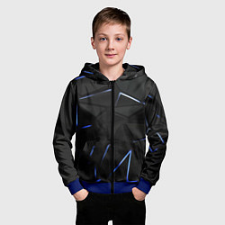 Толстовка на молнии детская Black texture neon line, цвет: 3D-синий — фото 2