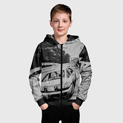 Толстовка на молнии детская Тойота ae 86 - Инициал ди, цвет: 3D-черный — фото 2